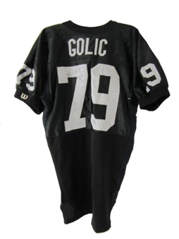 1991-1992 Bob Golic Game Worn and Signed Los Angeles Raiders Home Jersey MEARS 10